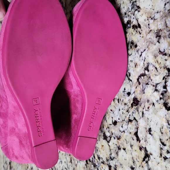 Sperry Jeffrey Top-Sider Pink Suede Wedges Size 7.5 - Picture 10 of 10